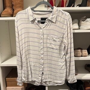Rails White and Gray Striped Button Down Shirt